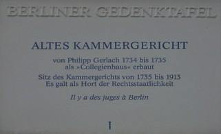 Gedenktafel Altes Kammergericht in Berlin-Kreuzberg