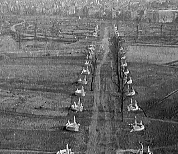 Siegesallee im Groen Tiergarten von Berlin nach 1945.